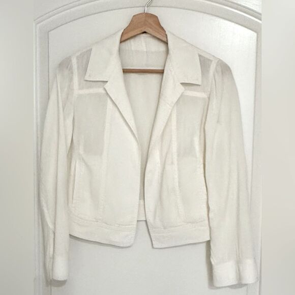 Theory Shrunken Jean Jacket in Optic White Size S - Picture 4 of 9